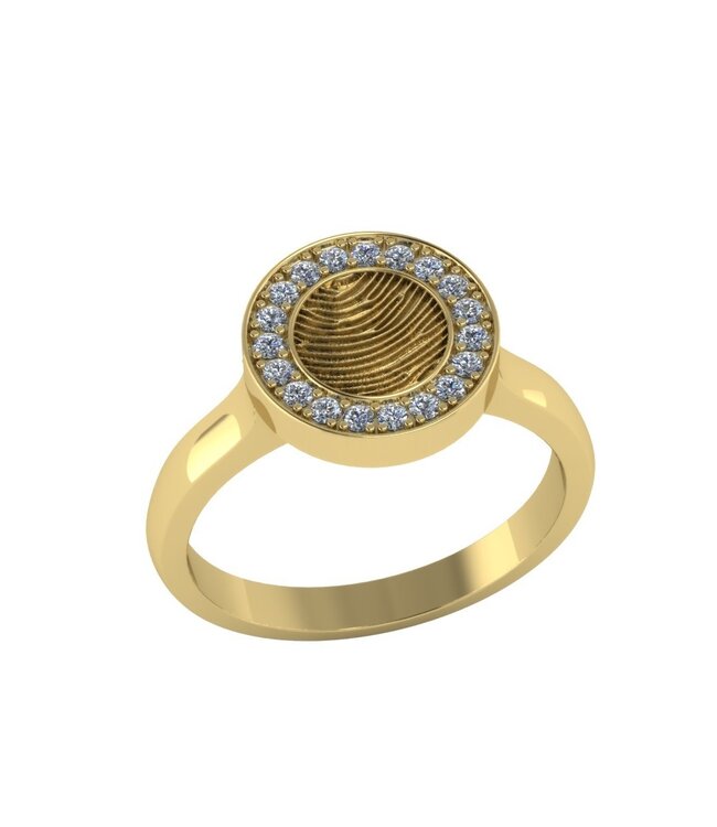 Touche Ring vingerafdruk rondje geelgoud met diamant (lab) TOUDR8