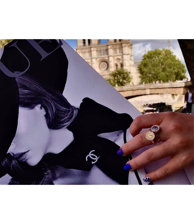 Touche Ring vingerafdruk rondje geelgoud met diamant (lab) TOUDR8