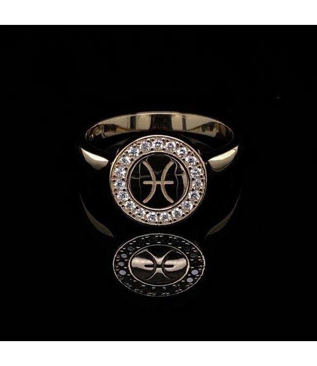 Touche Ring vingerafdruk rondje geelgoud met diamant (lab) TOUDR8