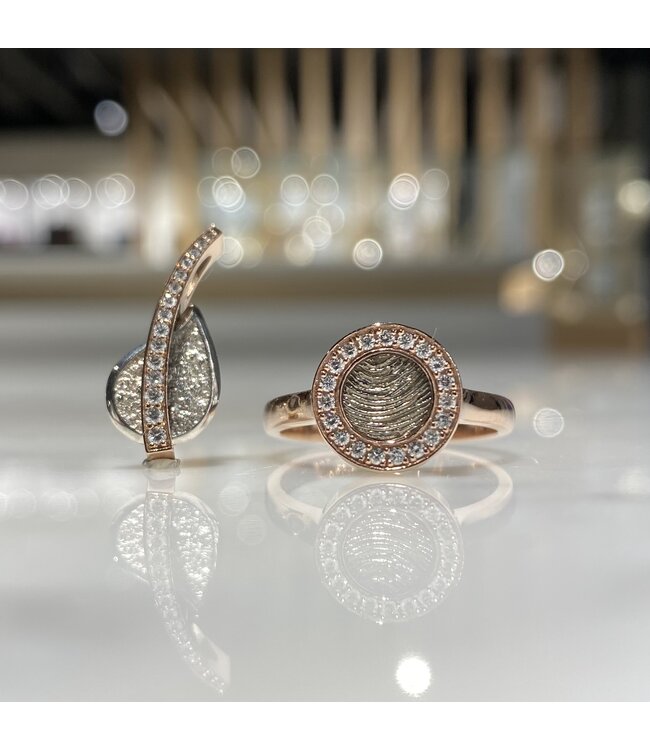 Touche Ring vingerafdruk rondje geelgoud met diamant (lab) TOUDR8