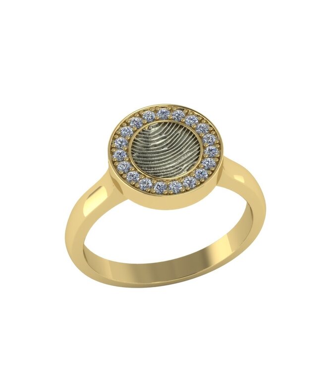 Touche Ring vingerafdruk rondje bicolor met diamant (lab) TOUDR8