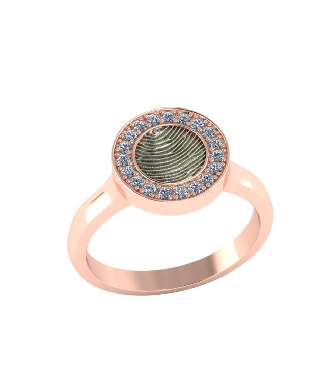 Touche Ring vingerafdruk rondje bicolor met diamant (lab) TOUDR8