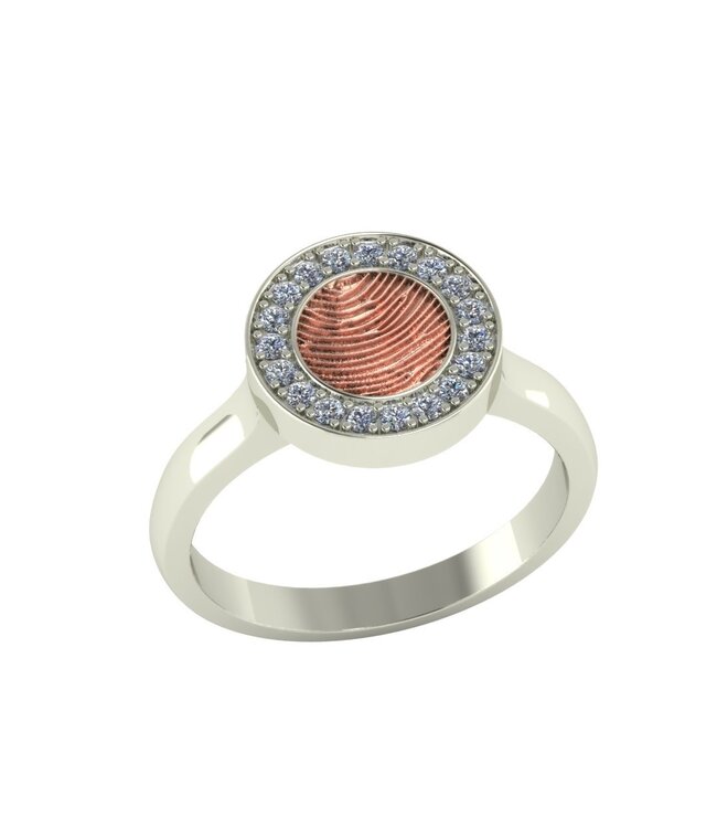 Touche Ring vingerafdruk rondje bicolor met diamant (lab) TOUDR8