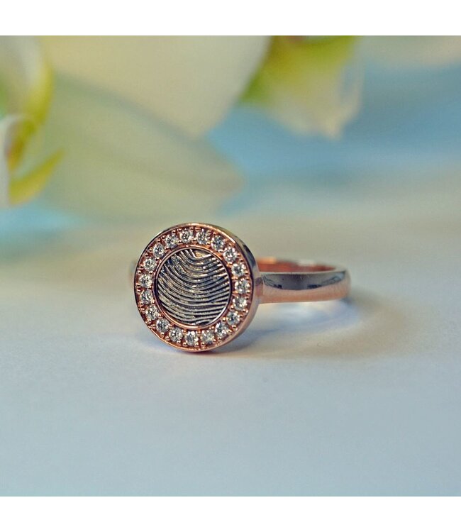 Touche Ring vingerafdruk rondje bicolor met diamant (lab) TOUDR8