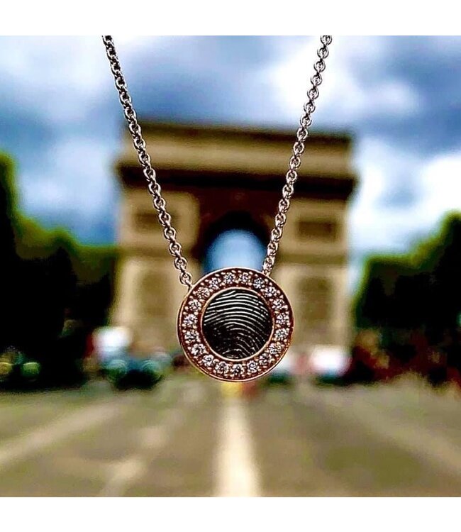 Touche hanger rondje vingerafdruk geelgoud met diamant (lab)  TOUH8