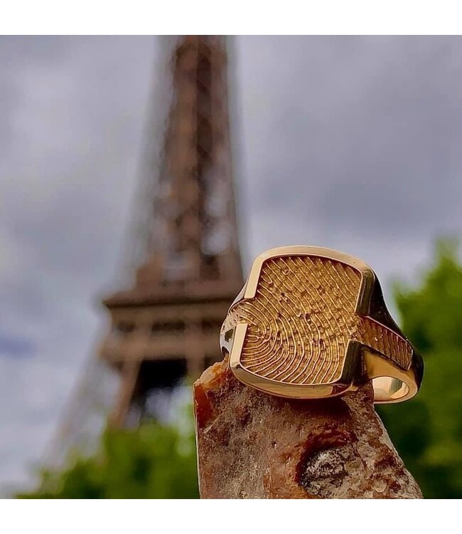 Touche herenring met vingerafdruk geelgoud TOUHR3