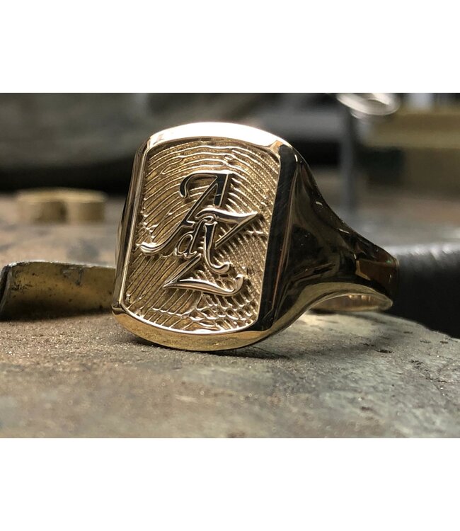 Touche herenring met vingerafdruk geelgoud TOUHR4