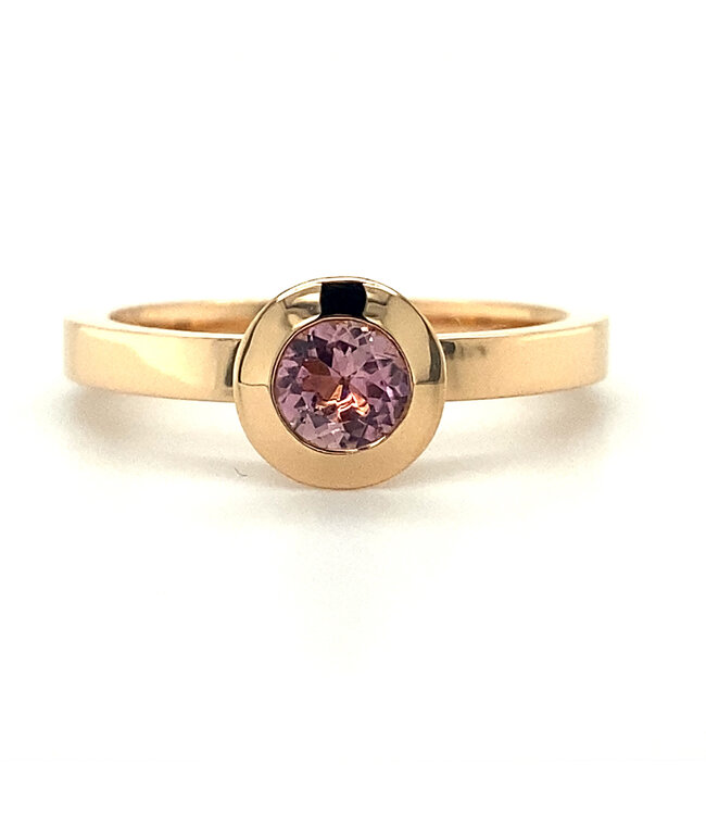R&C Rosegouden ring Panama met roze toermalijn 4110