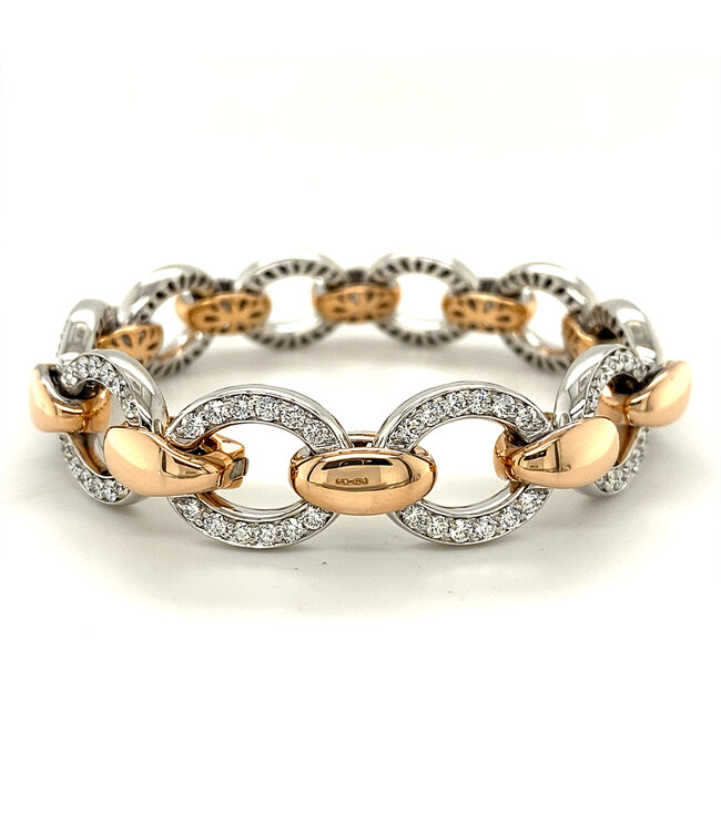 Positano armband 14k rosé- met witgoud met briljant