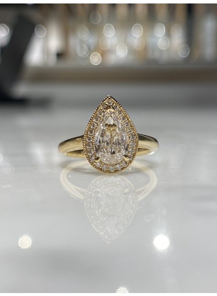 ROEMER ROEMER 18krt geelgouden ring met diamant peer geslepen