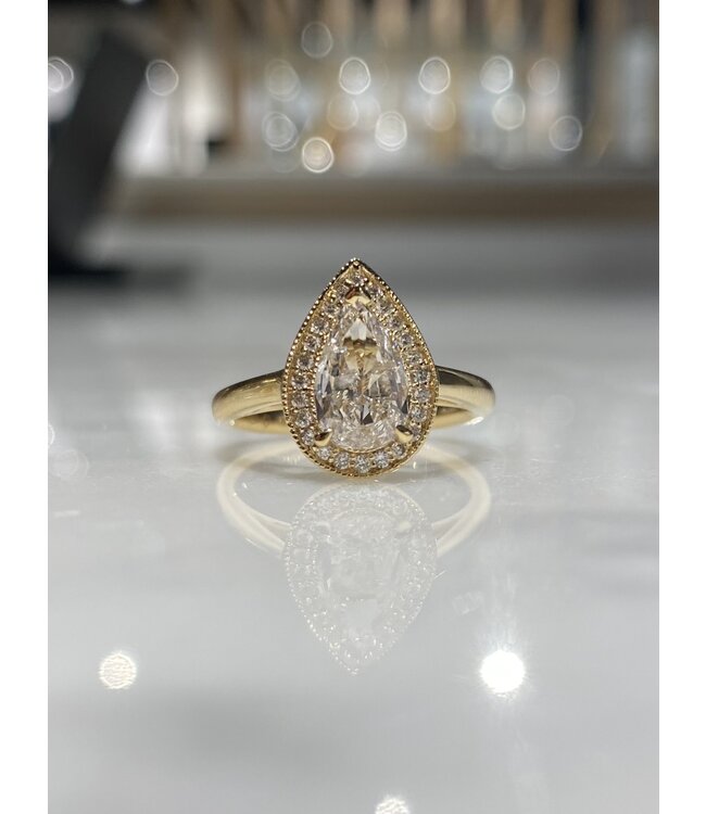 ROEMER 18K geelgouden ring met diamant 1.26ct peer geslepen