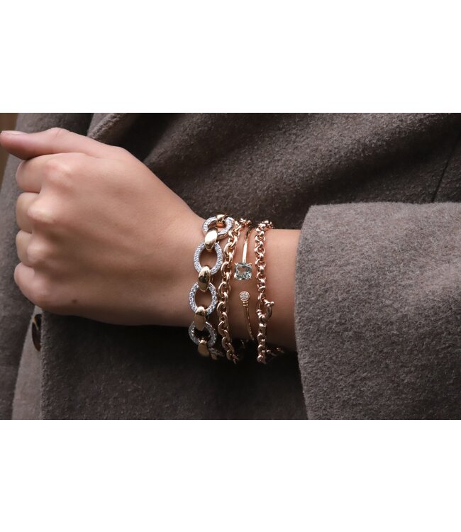 Positano armband 14k rosé- met witgoud met briljant