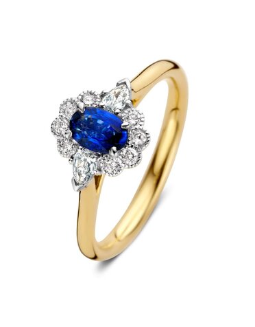 Excellent Jewelry Excellent ring bicolor met briljant & saffier RX437371-56