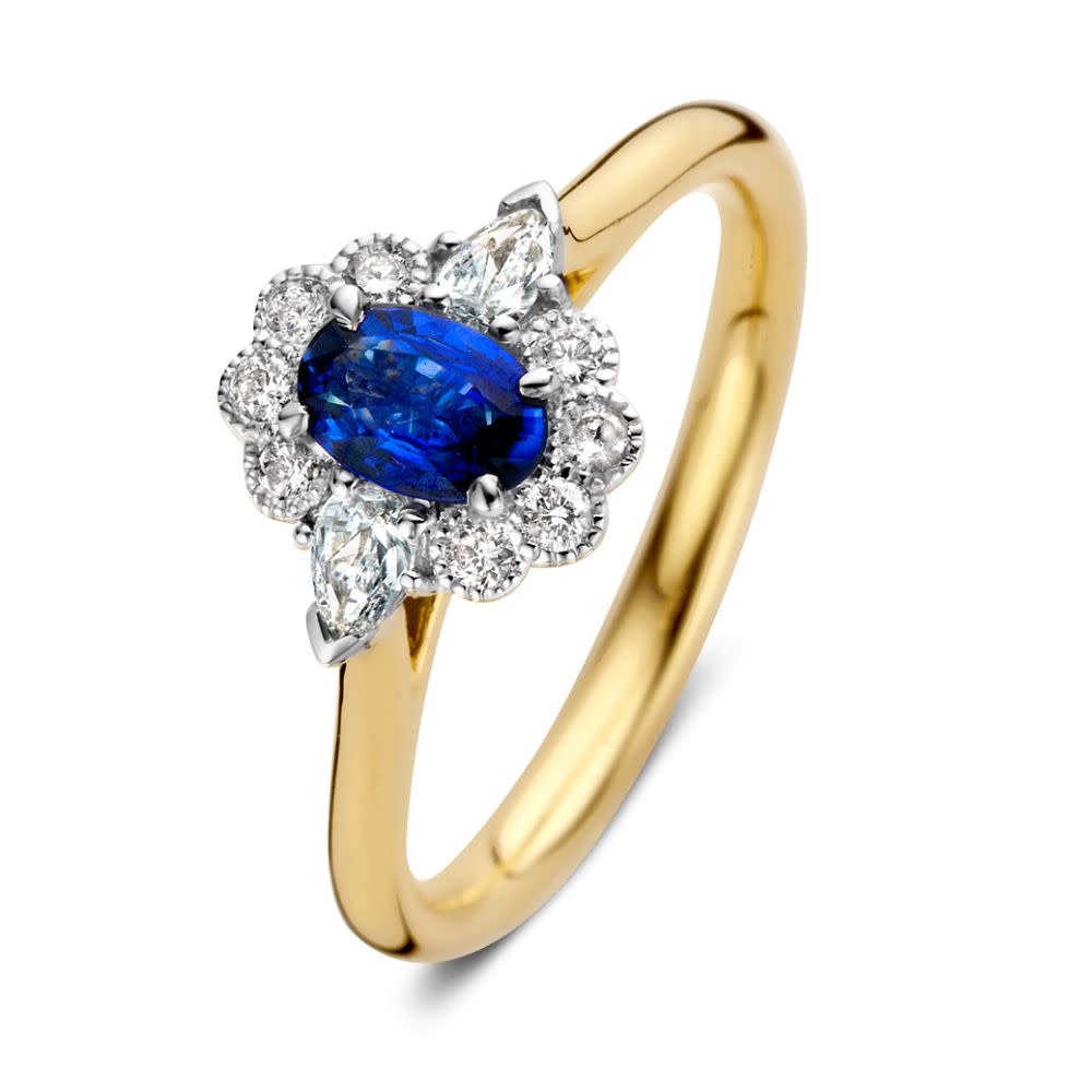 Excellent Jewelry Excellent ring bicolor met briljant & saffier RX437371-56