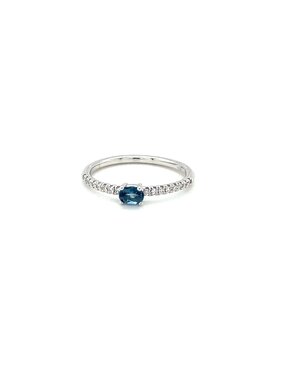 Miss Spring Miss Spring Ring Brilliantly Oval met london blue topaas en diamant 0.12ct