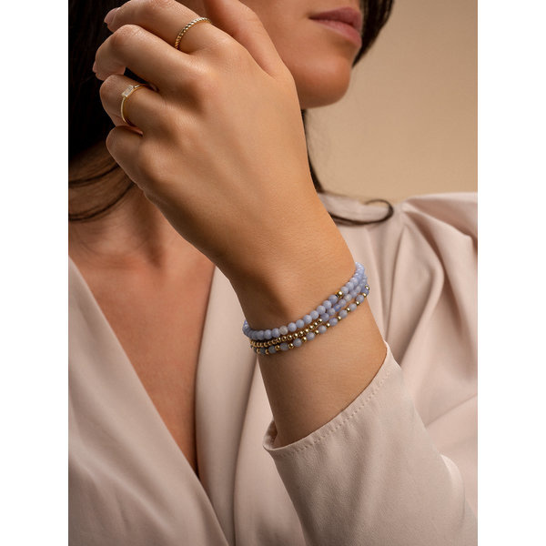 Sparkling Jewels Armband Blue Lace Agate Interstellar Gold 3mm