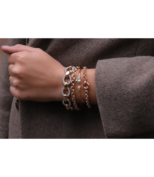 Positano Bangle 18K rosegoud met Praseoliet en diamant