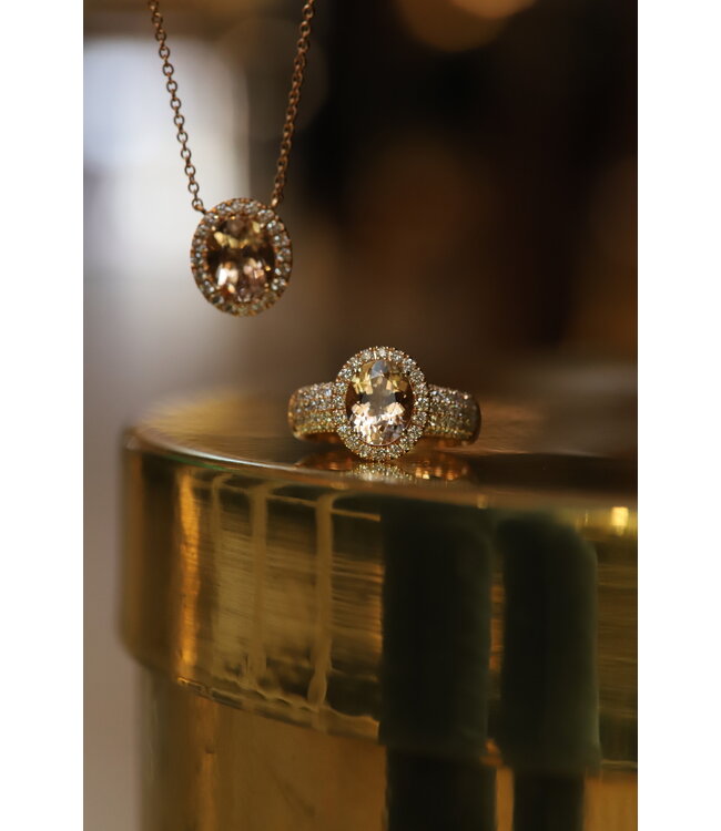 Positano roségouden ketting met Morganiet en diamant