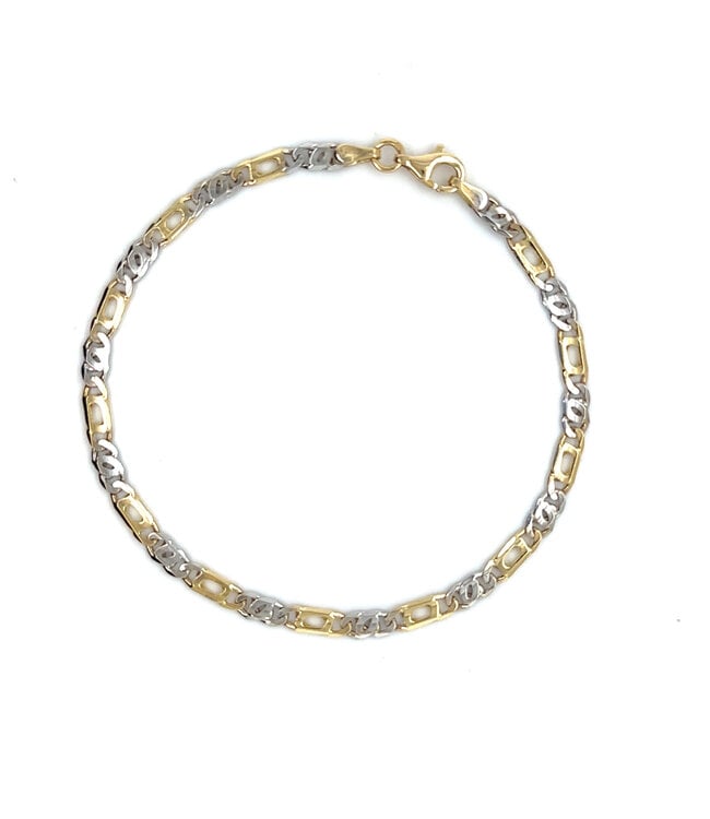 ROEMER 14k bicolor gouden armband valkenoog 4mm 19.5cm
