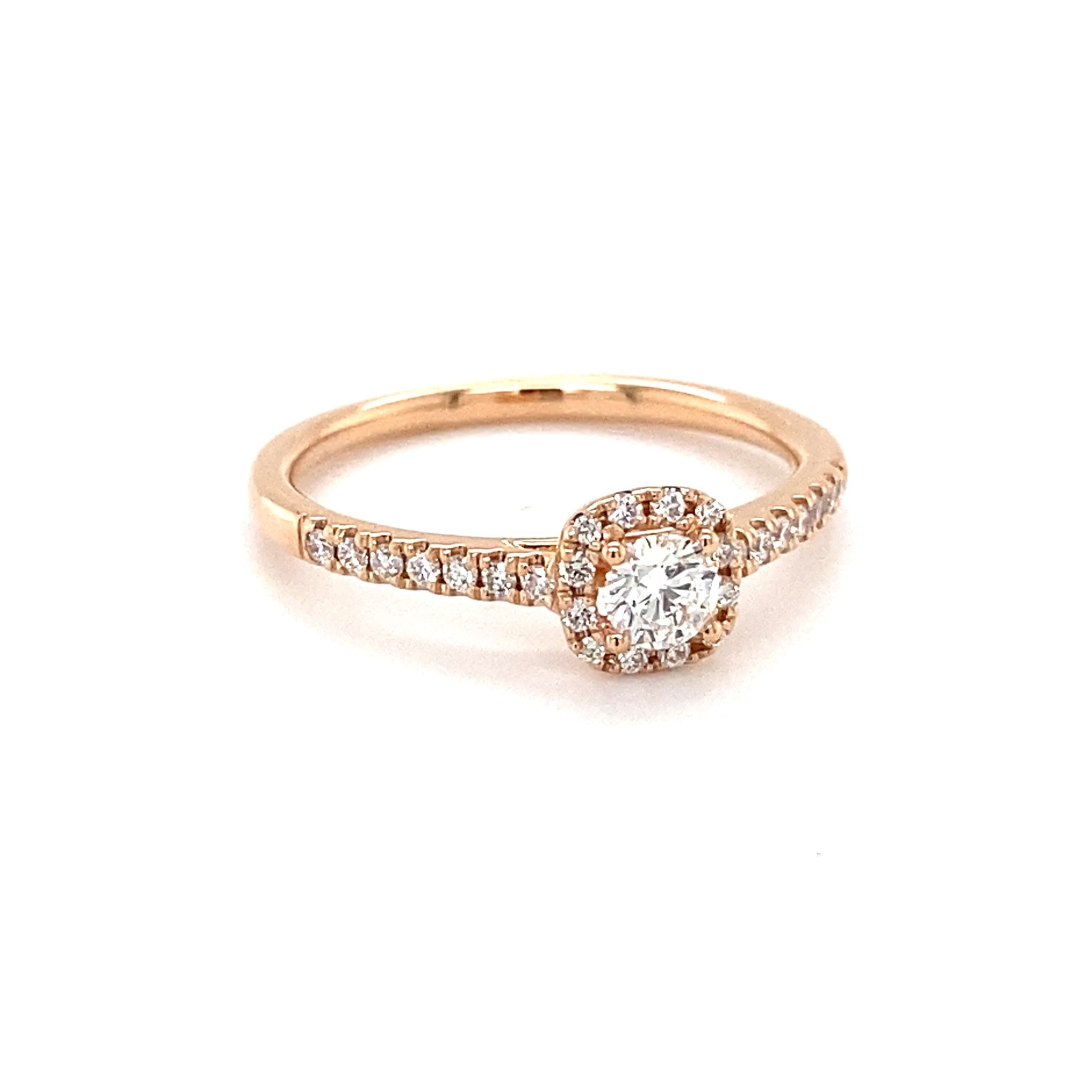 ROEMER ROEMER ring 18k rosegoud cushion met diamant 0.40ct 55