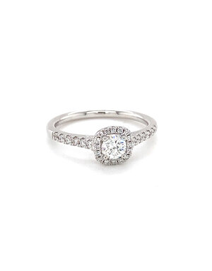 ROEMER ROEMER ring 18k witgoud cushion met diamant 0.51ct 53