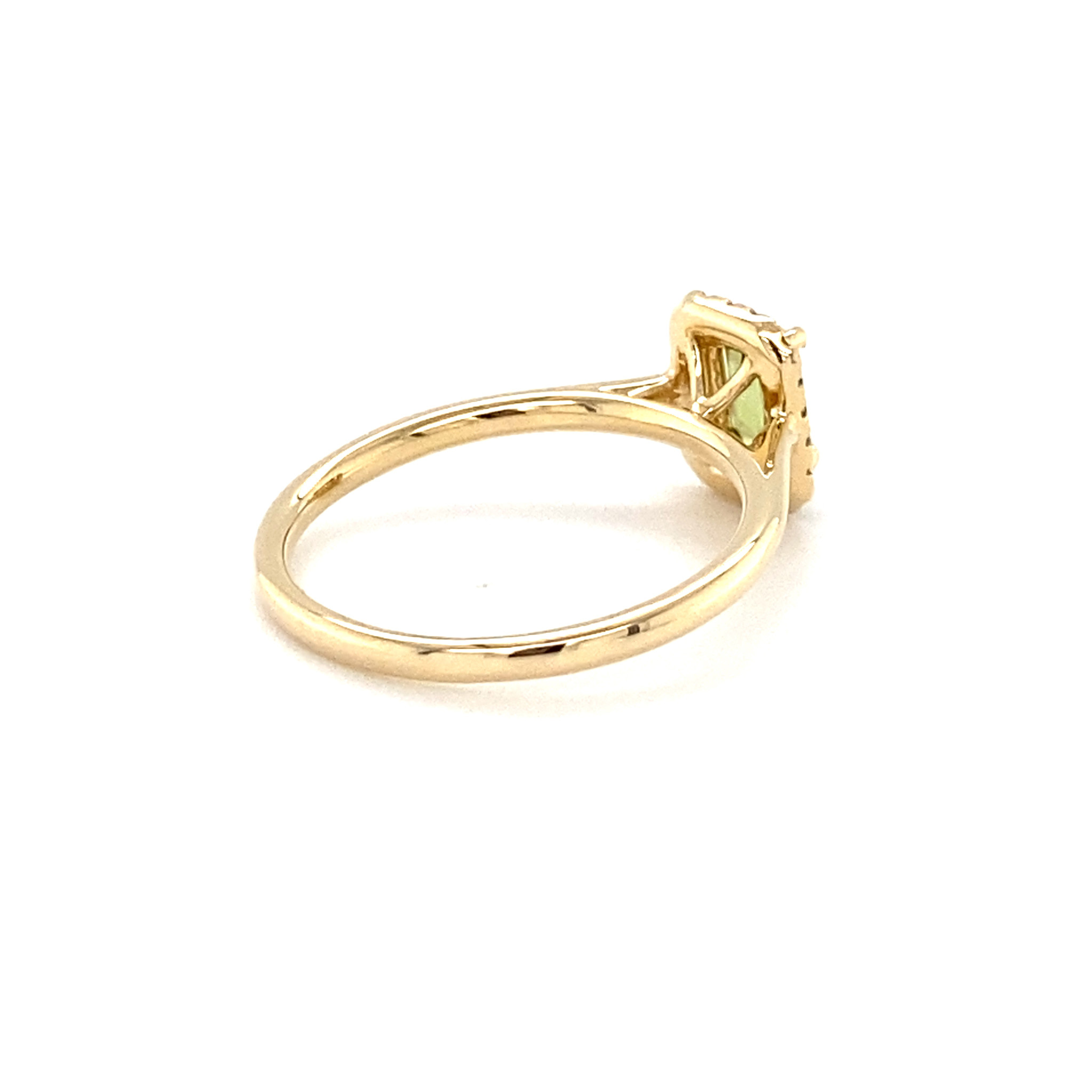 ROEMER ROEMER ring 14K geelgoud rechthoek entourage groene saffier 0.61ct met diamant 0.09ct 53