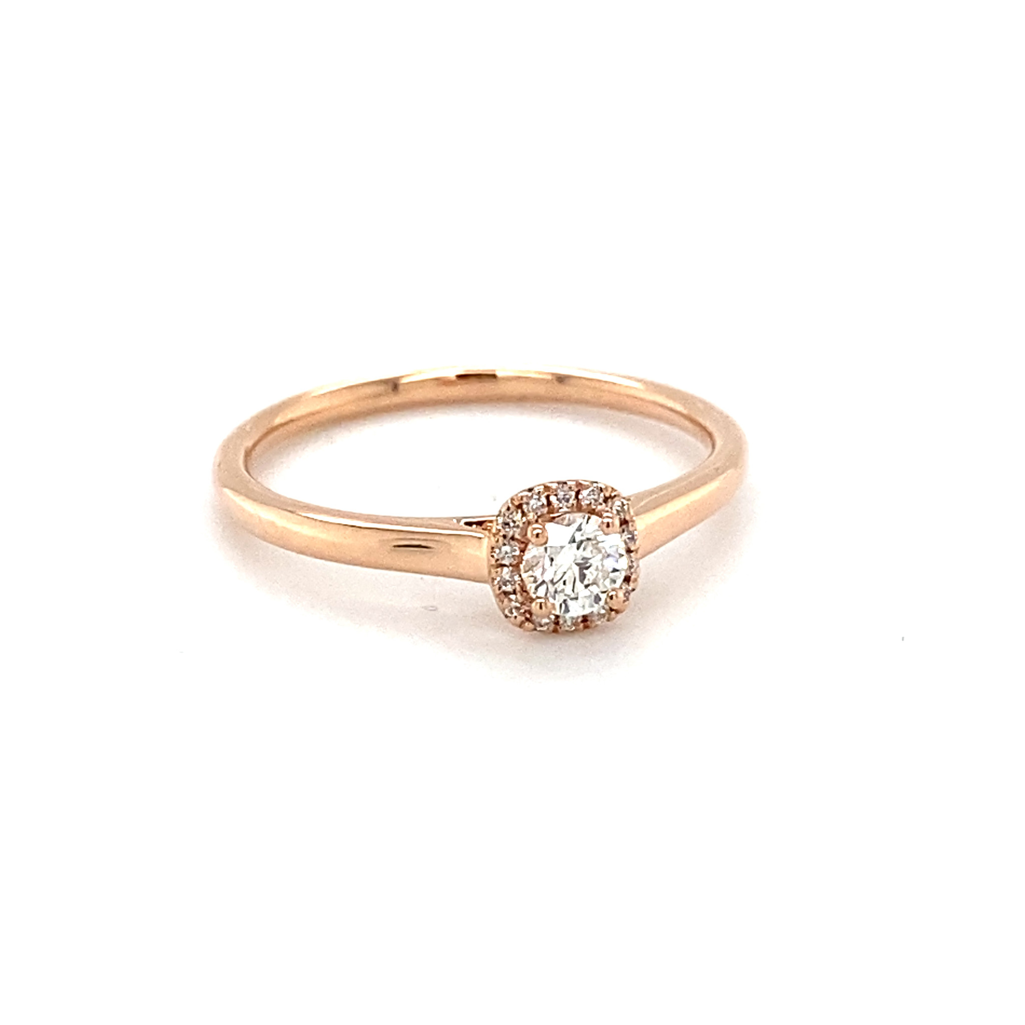 ROEMER ROEMER ring 14k rosegoud cushion met diamant 0.25ct 55