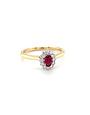 ROEMER ROEMER ring 14K geelgoud entourage robijn 0.31ct en diamant 0.15ct 53