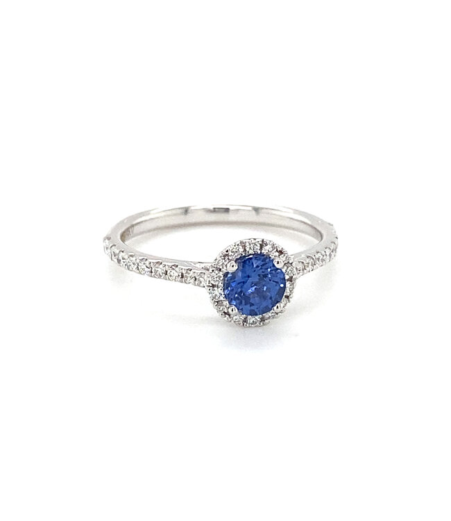 ROEMER witgouden ring met licht blauwe saffier 0.56ct en diamant 0.25ct 54