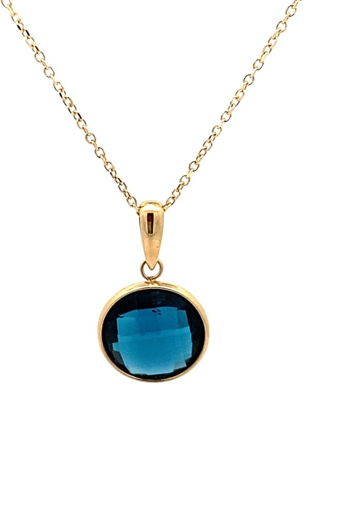 Monzario Oro Monzario geelgouden collier met London Blue Topaas 1405C