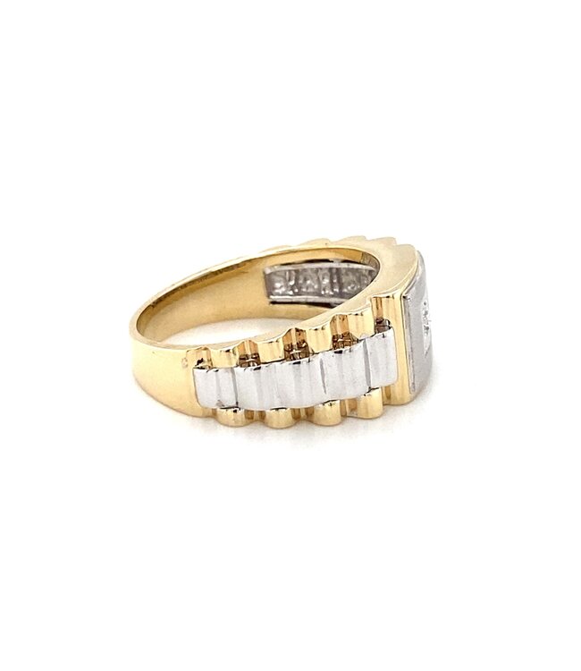 Roemer  biciolor gouden herenring President 0.10 ct. 40992 62