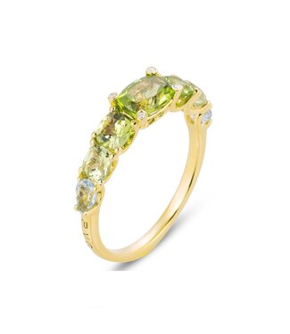 Ponte Vecchio Ponte Vecchio ring Iris 18k geelgoud met  Amethyst, Peridot en Topaas CA1760PDY