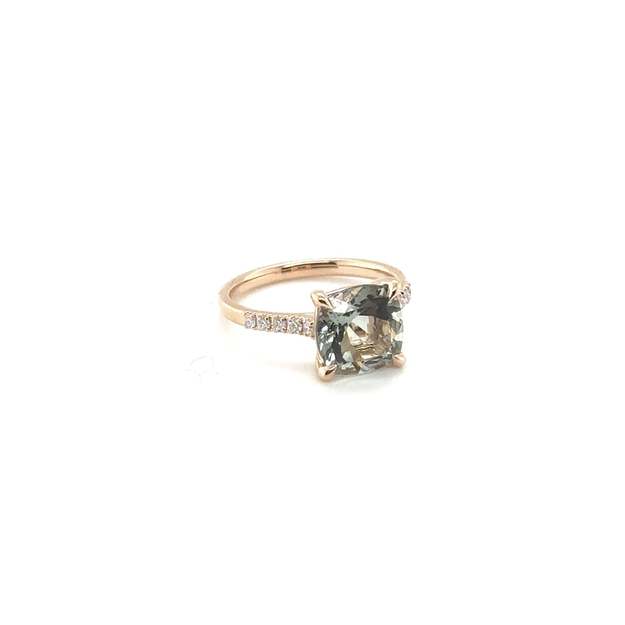 Positano Positano ring 18k rosegoud 0.19 ct. diamant en 2.76ct. Praeseoliet 54