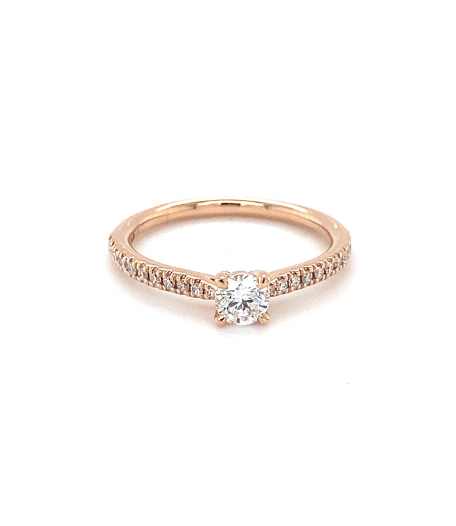 ROEMER ring 14k rosegoud solitair met diamant L  0.46ct 53