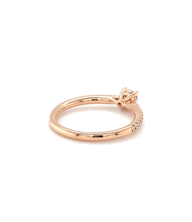 ROEMER ring 14k rosegoud solitair met diamant L  0.46ct 53