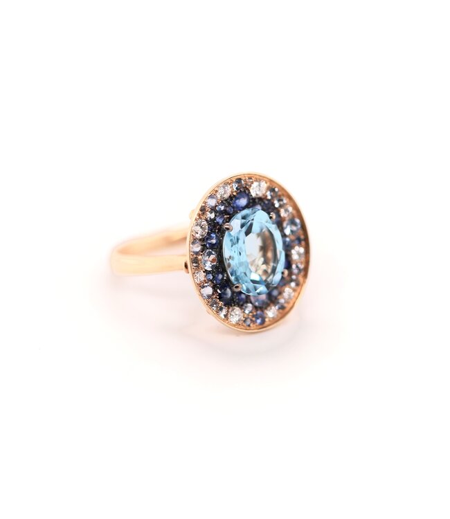 Positano 18K rosegouden ring Blue Star