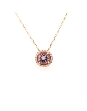 Positano Positano collier 18K rosegoud met morganiet met en diamant  41001 45