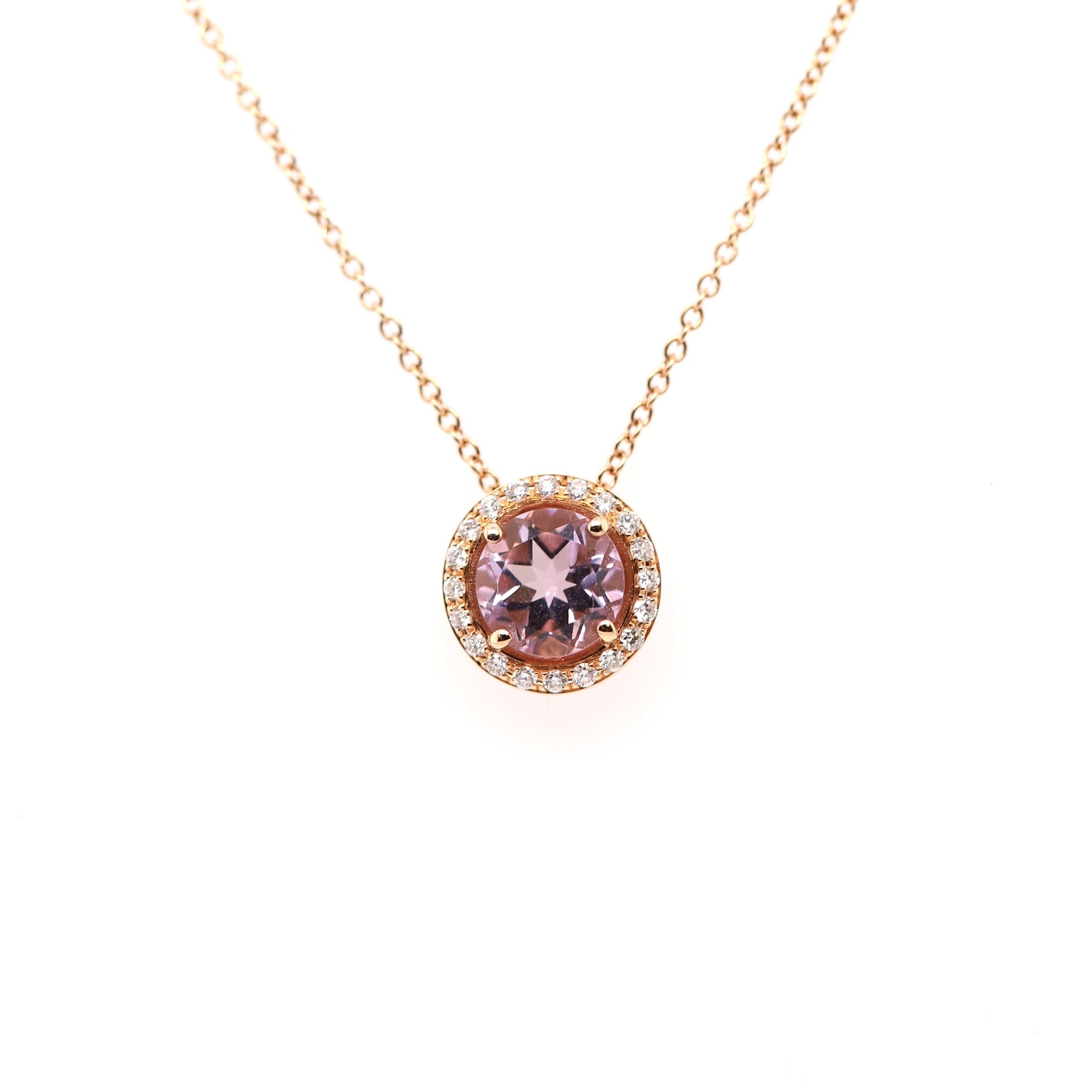 Positano Positano collier 18K rosegoud met morganiet met en diamant  41001 45