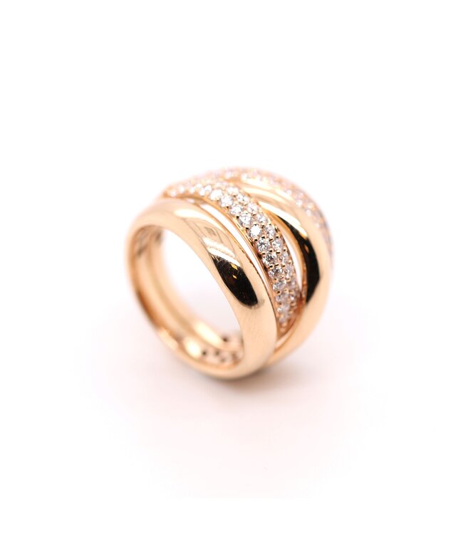 Positano ring 18k rosegouden  1,17 ct diamant 53