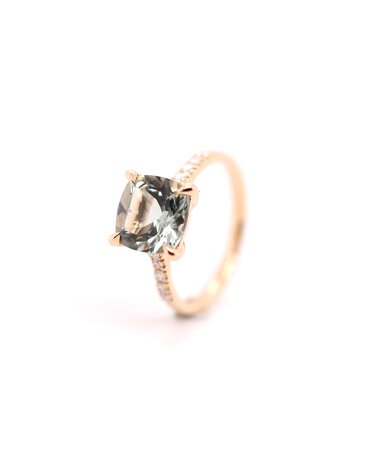 Positano Positano ring 18k rosegoud 0.19 ct. diamant en 2.76ct. Praeseoliet 54