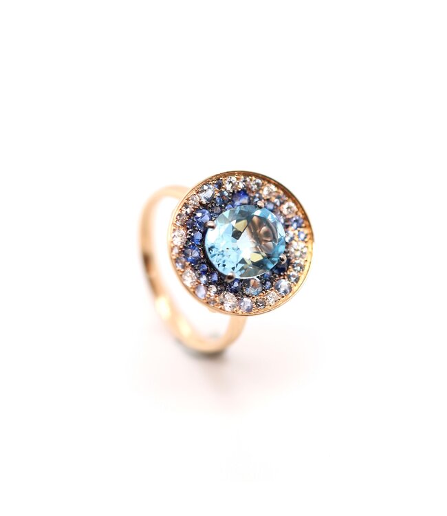 Positano 18K rosegouden ring Blue Star