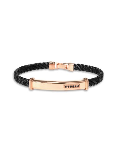 Borsari Borsari Herenarmband staal met 18k roségoud en diamant BR-OR04C6NO 20cm