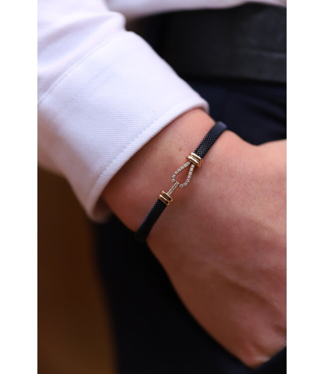 Borsari Herenarmband staal met 18k roségoud en diamant BR-KAL18GBO 19cm