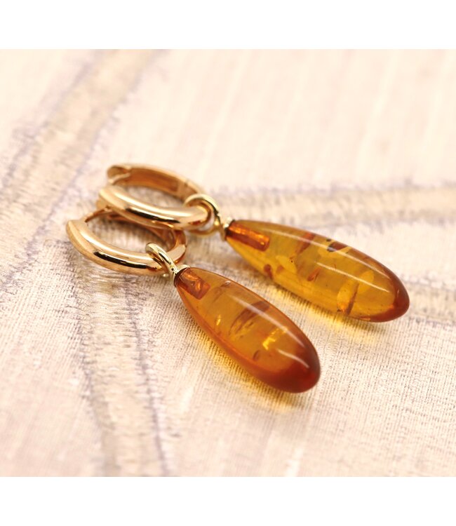 Roemer oorbelhanger 14k Geelgoud met Barnsteen