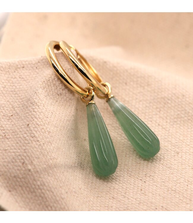 Roemer oorbelhanger 14k Geelgoud met Aventurijn