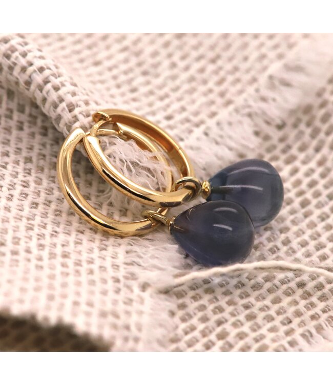 Roemer oorbelhanger 14k Geelgoud met FLuoriet