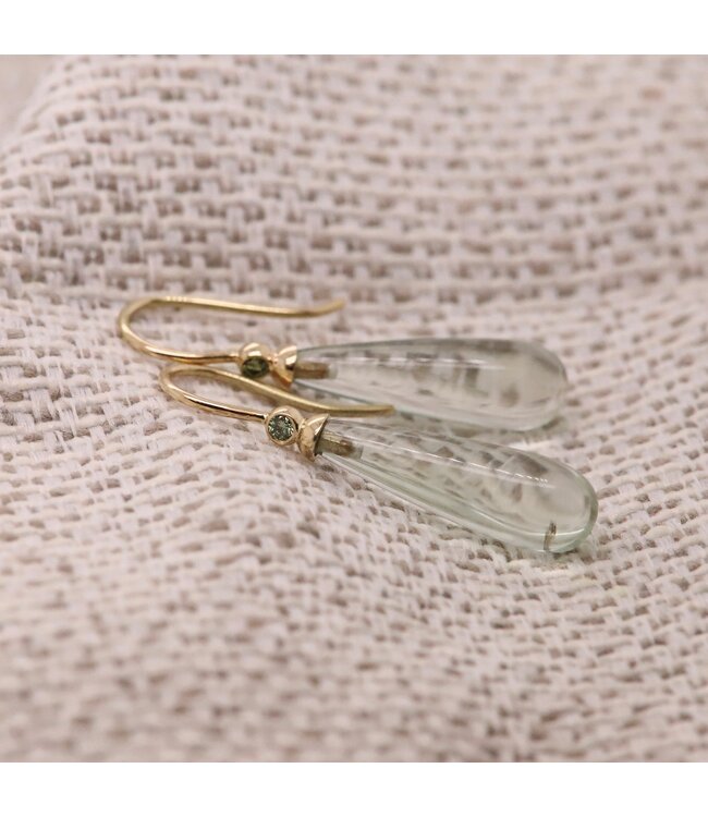 Roemer by Bregje Oorhangers met Praeseoliet en Diamant