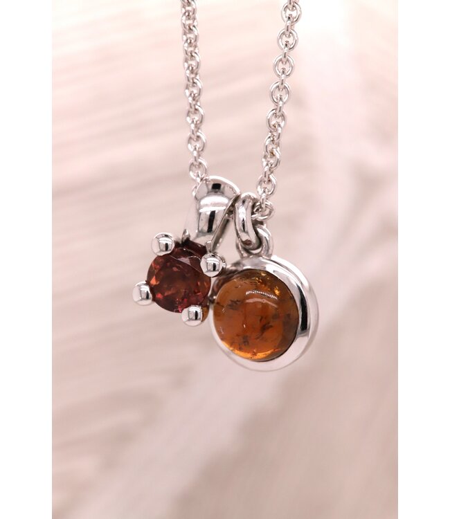 ROEMER by Bregje witgouden hanger met oranje Toermalijn