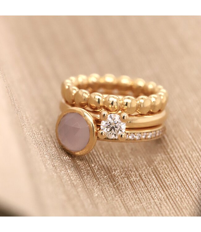 ROEMER by Bregje ring Single Bubble Diamond 18K geelgoud met Chalcedoon