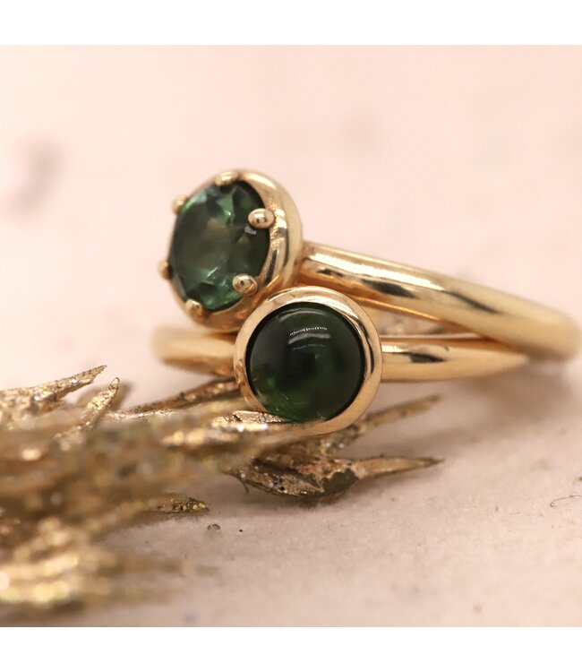 ROEMER by Bregje 14K geelgouden ring met groene toermalijn